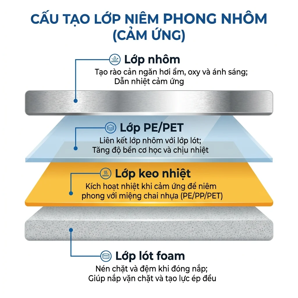 Cấu tạo các lớp màng seal nhôm PE, PET, foam