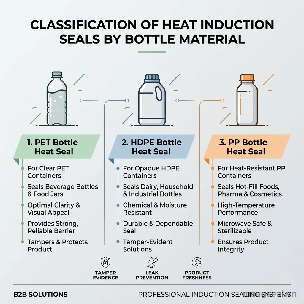 Phân loại màng seal nhiệt theo chất liệu chai: PET, HDPE, PP