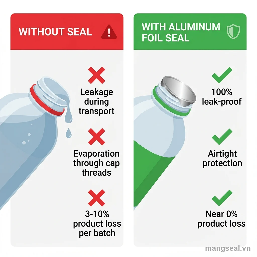 So sánh chai có màng seal nhôm vs không có seal